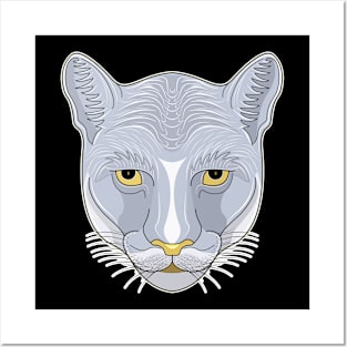 silver cougar face Posters and Art